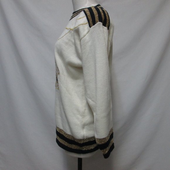 Amoda Vintage Nautical embroidered beaded Anchor Sweater Size Sz X Large XL - Picture 9 of 14